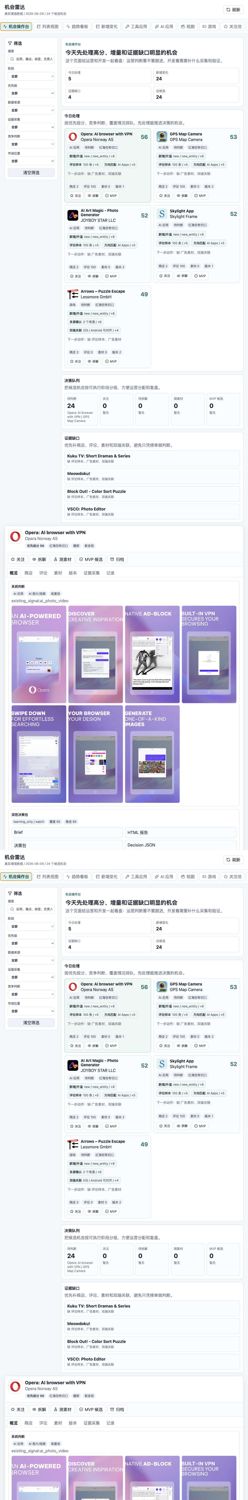 Radar detail collection actions and timeline